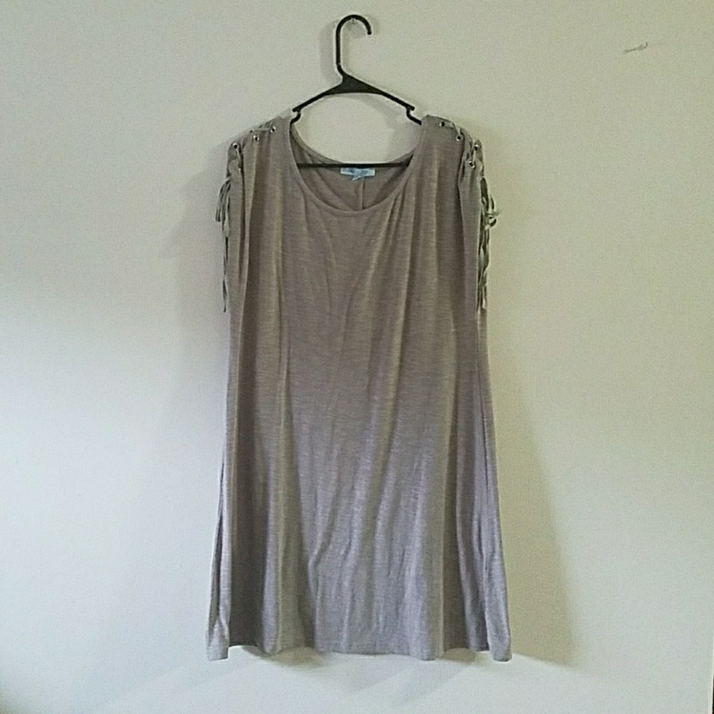 She + Sky Medium Tan T-shirt dress.